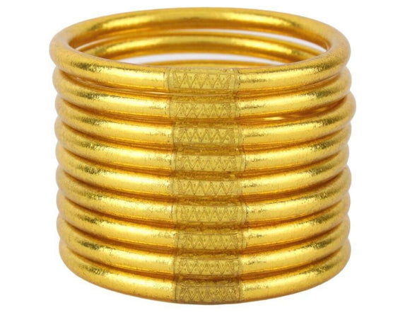 GOLD ALL WEATHER BANGLES® (AWB®) - SERENITY PRAYER-SET -PULSERA DORADA