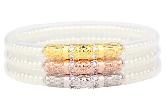 THREE QUEENS ALL WEATHER BANGLES® (AWB®) - WHITE PEARL