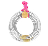 SILVER ALL WEATHER BANGLES® (AWB®) - SERENITY PRAYERPULSERA SET- 9-PLATEADA
