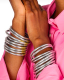 SILVER ALL WEATHER BANGLES® (AWB®) - SERENITY PRAYERPULSERA SET- 9-PLATEADA